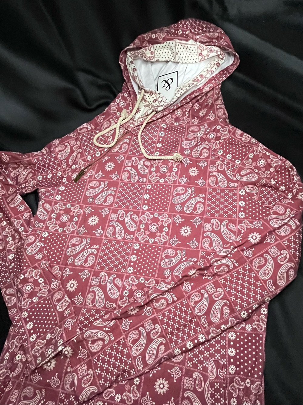 Women's Bandana-Print Pink Hoodie Sweater made by ampersand